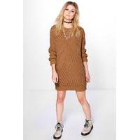 Emma Soft Knit Jumper Dress - camel