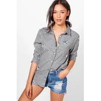 Embroidered Gingham Shirt - multi