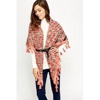 embroidered tassel knit scarf wrap