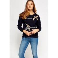 Embroidered Bird Logo Jumper