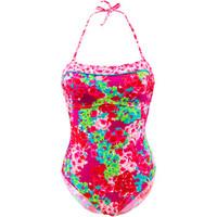 emmatika 1 piece swimsuit flowers bando pink womens swimsuits in pink