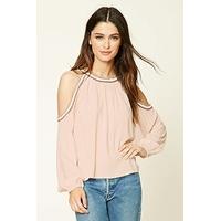 Embroidered Open-Shoulder Top