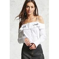 Embroidered Open-Shoulder Shirt