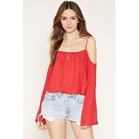 Embroidered Open-Shoulder Top