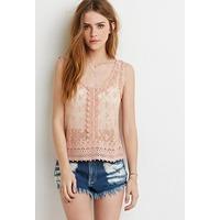 Embroidered Crochet-Paneled Top