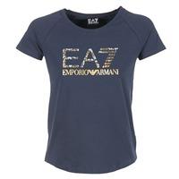 emporio armani ea7 train logo series womens t shirt in blue