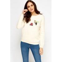 Embroidered Bumble Bee Eyelash Jumper