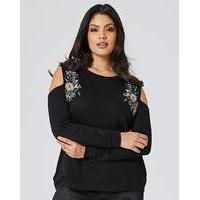 Embroidered Cold Shoulder Sweatshirt