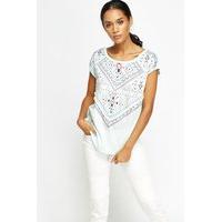 Embroidered Aztec Print Top