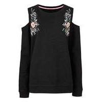 Embroidered Cold Shoulder Sweatshirt