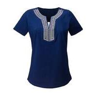 Embroidered Neck Jersey Top