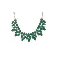 Emerald Green Bead and Gold-Coloured Necklace