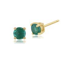 emerald round stud earrings in 9ct yellow gold 350mm claw set