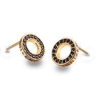 emozioni yellow gold plate nero saturno earrings