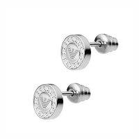 emporio armani silver and zirconia bezel logo earrings