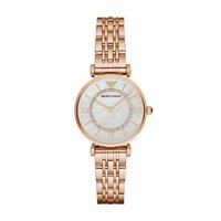 emporio armani ladies rose gold plated and zirconia watch