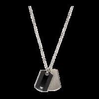 emporio armani gents steel and onyx dog tag necklace