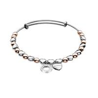 emozioni rose gold and silver plate heart bangle