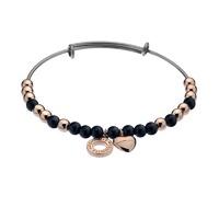 emozioni rose gold plate bangle black