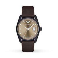 Emporio Armani AR6081 Mens Dark Brown Leather Strap Watch