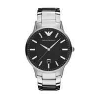 emporio armani mens black dial stainless steel bracelet watch