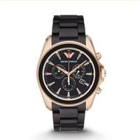 Emporio Armani men\'s chronograph black rubber bracelet watch