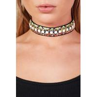 embellished multi coloured choker multi