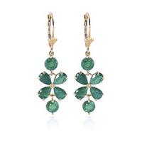 Emerald Blossom Drop Earrings 5.32ctw in 9ct Gold