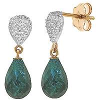 Emerald and Diamond Droplet Earrings 6.6ctw in 9ct Gold