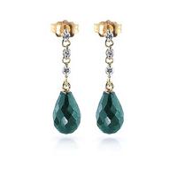 emerald and diamond chain droplet earrings 66ctw in 9ct gold