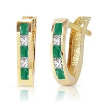 emerald and white topaz acute huggie earrings 126ctw in 9ct gold