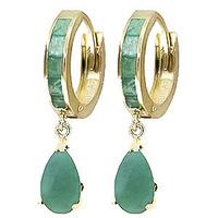 Emerald Huggie Drop Earrings 1.3ctw in 9ct Gold