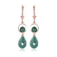 Emerald Briolette Drop Earrings 18.6ctw in 9ct Rose Gold