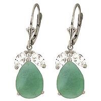 Emerald and White Topaz Drop Earrings 7.0ctw in 9ct White Gold