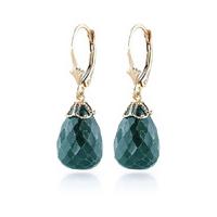 Emerald Crown Briolette Drop Earrings 29.6ctw in 9ct Gold