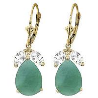 emerald and white topaz drop earrings 70ctw in 9ct gold