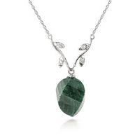 emerald and diamond pendant necklace 1525ct in 9ct white gold