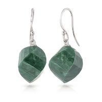 Emerald Spiral Briolette Drop Earrings 30.5ctw in 9ct White Gold