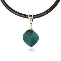 Emerald and Diamond Leather Pendant Necklace 15.25ct in 9ct Gold