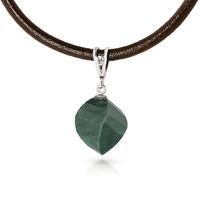 Emerald and Diamond Leather Pendant Necklace 15.25ct in 9ct White Gold