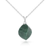 emerald and diamond pendant necklace 1525ct in 9ct white gold