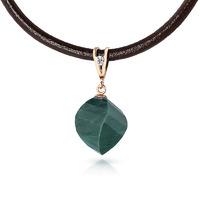 Emerald and Diamond Leather Pendant Necklace 15.25ct in 9ct Rose Gold