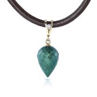 Emerald and Diamond Leather Pendant Necklace 13.0ct in 9ct Gold