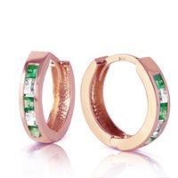 Emerald and White Topaz Huggie Earrings 1.26ctw in 9ct Rose Gold