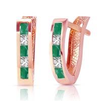 emerald and white topaz acute huggie earrings 126ctw in 9ct rose gold