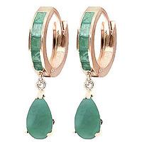 Emerald Huggie Drop Earrings 1.3ctw in 9ct Rose Gold