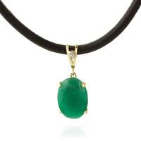 Emerald and Diamond Leather Pendant Necklace 6.5ct in 9ct Gold