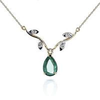 Emerald and Diamond Vine Branch Pendant Necklace 1.0ct in 9ct Gold