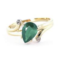 emerald and diamond flank ring 10ct in 9ct gold