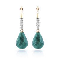 Emerald and Diamond Stem Drop Earrings 8.8ctw in 9ct Gold